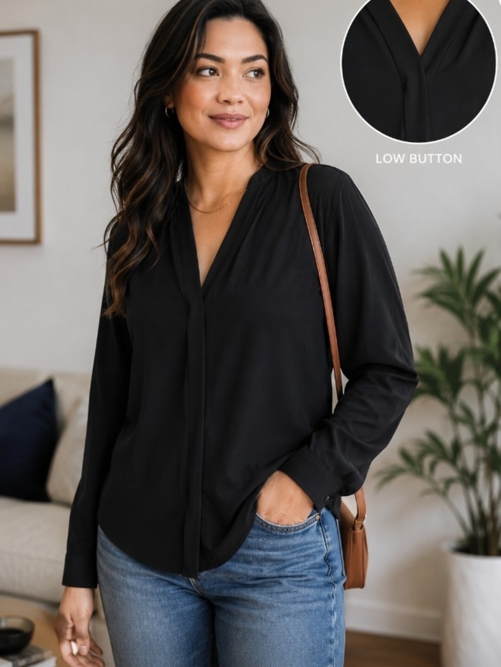 Classic Black V-Neck Women’s Top